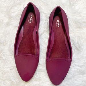 Crocs Iconic Eve Pointed Toe Flats Plum Sz 7W